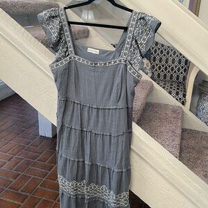 Embroidered cotton blend midi  with pockets  2X